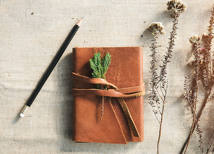 Journal with dried flowers