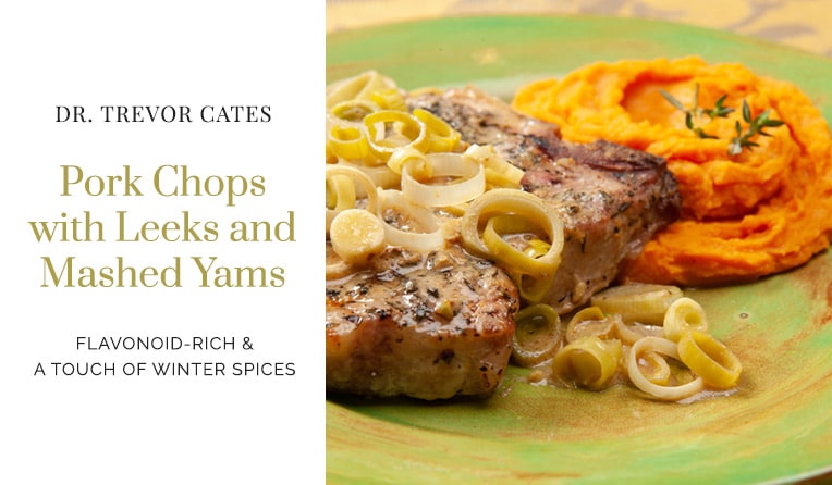 Pork Chops with Leeks and Mashed Yams Recipe